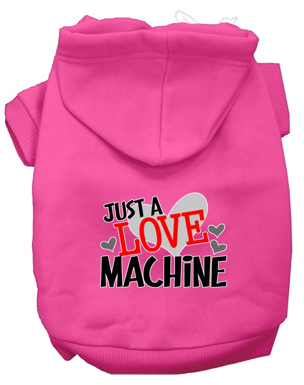 Love Machine Screen Print Dog Hoodie Bright Pink XXXL